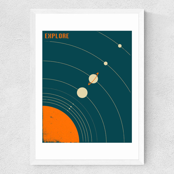 Solar System (blue) by Jazzberry Blue Medium White Frame