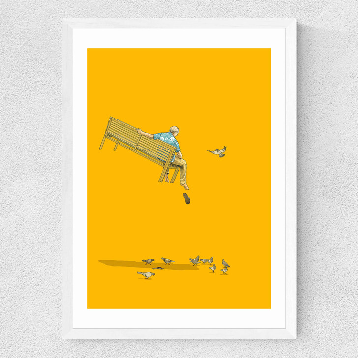 With the Pidgeons - Float by Jason Ratliff Medium White Frame