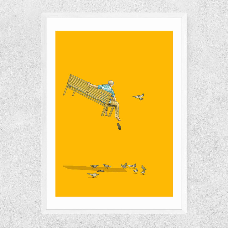 With the Pidgeons - Float by Jason Ratliff Narrow White Frame
