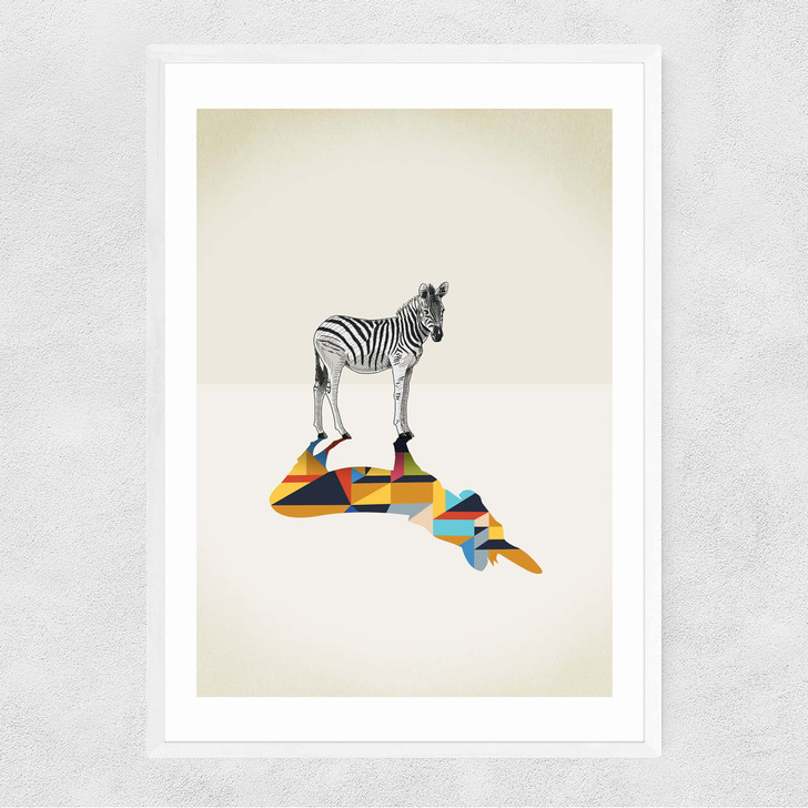 Zebra - Walking Shadows Narrow White Frame Zebra - Walking Shadows Narrow White Frame