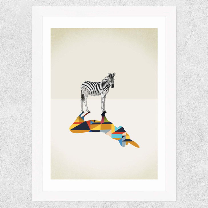 Zebra - Walking Shadows Wide White Frame Zebra - Walking Shadows Wide White Frame