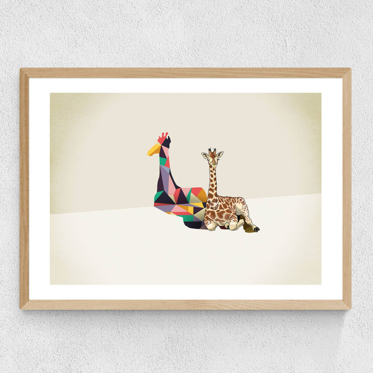 Giraffe - Walking Shadows Medium Oak Frame Giraffe - Walking Shadows Medium Oak Frame