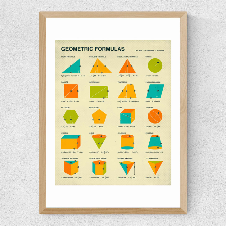Geometric Formulas by Jazzberry Blue Medium Oak Frame Geometric Formulas by Jazzberry Blue Medium Oak Frame