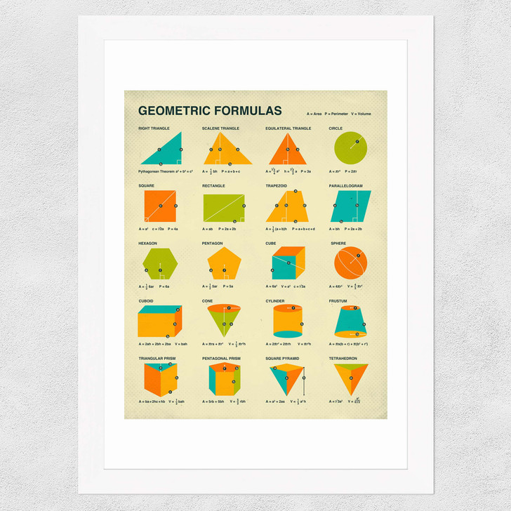 Geometric Formulas by Jazzberry Blue Wide White Frame Geometric Formulas by Jazzberry Blue Wide White Frame