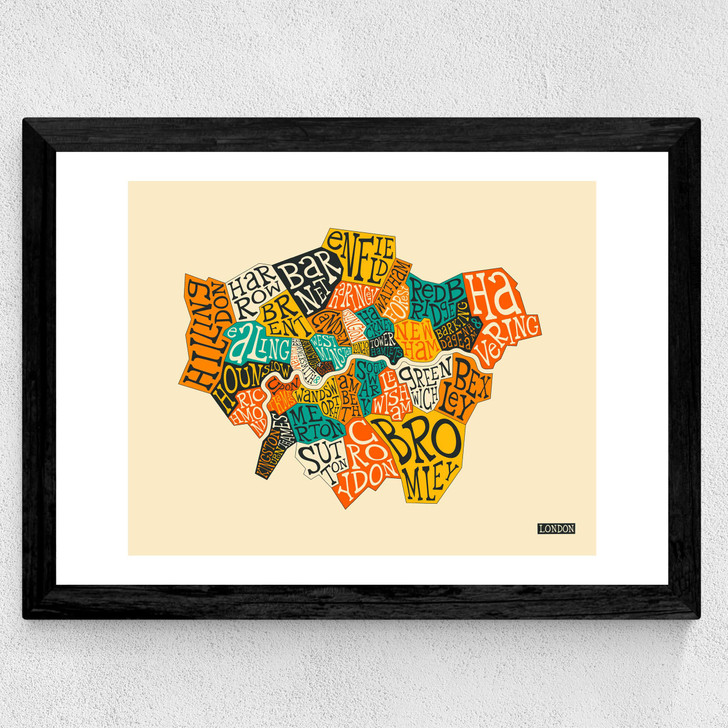 London Boroughs by Jazzberry Blue Wide Black Frame