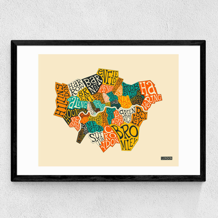 London Boroughs by Jazzberry Blue Medium Black Frame