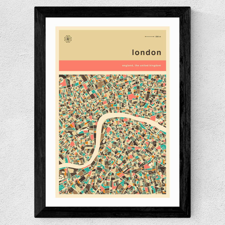 London Streetguide (Orange) Wide Black Frame London Streetguide (Orange) Wide Black Frame