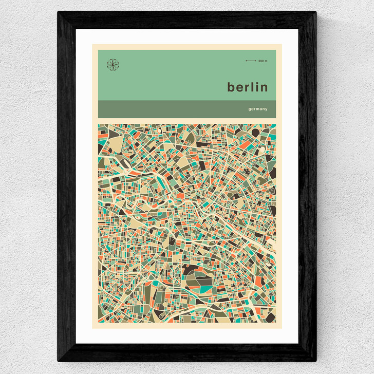Berlin Streetguide II by Jazzberry Blue Wide Black Frame Berlin Streetguide II by Jazzberry Blue Wide Black Frame
