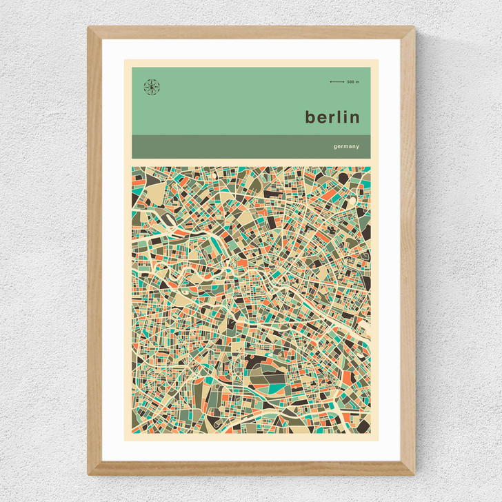 Berlin Streetguide II by Jazzberry Blue Medium Oak Frame Berlin Streetguide II by Jazzberry Blue Medium Oak Frame