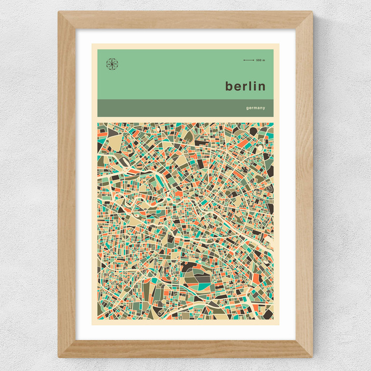 Berlin Streetguide II by Jazzberry Blue Wide Oak Frame Berlin Streetguide II by Jazzberry Blue Wide Oak Frame