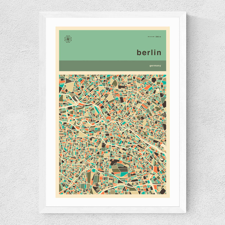 Berlin Streetguide II by Jazzberry Blue Medium White Frame Berlin Streetguide II by Jazzberry Blue Medium White Frame