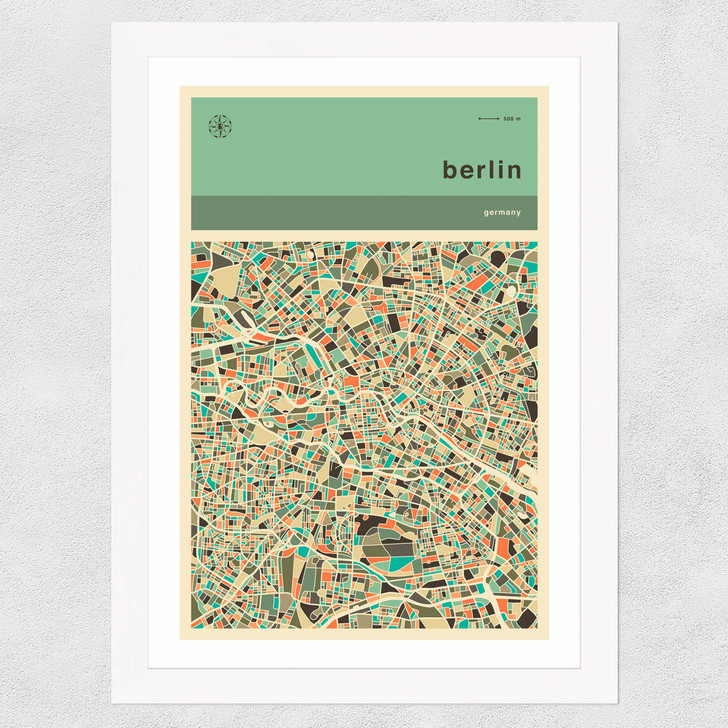 Berlin Streetguide II by Jazzberry Blue Wide White Frame Berlin Streetguide II by Jazzberry Blue Wide White Frame