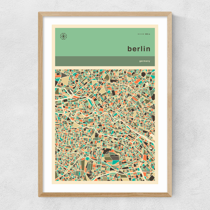Berlin Streetguide II by Jazzberry Blue Narrow Oak Frame