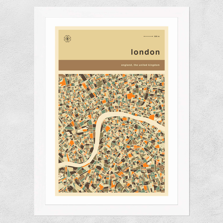 London Streetguide by Jazzberry Blue Wide White Frame London Streetguide by Jazzberry Blue Wide White Frame