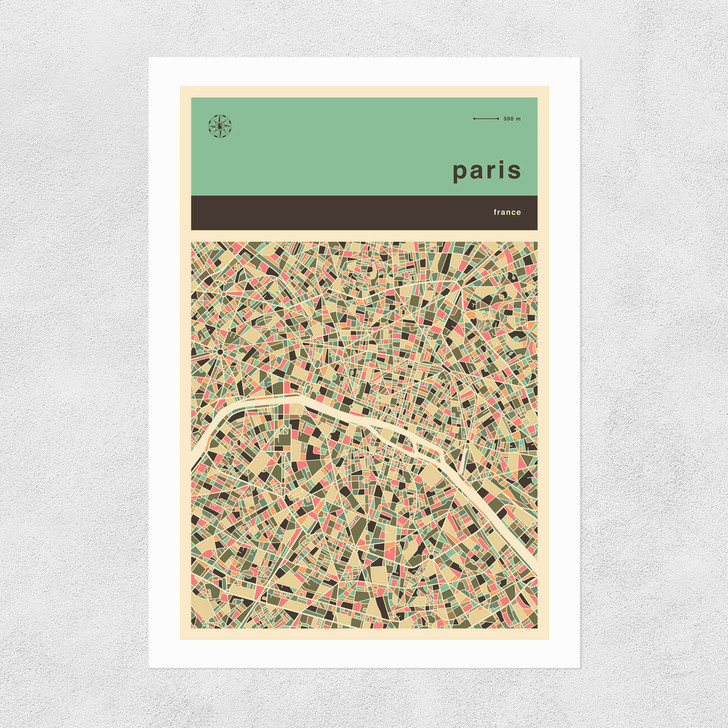 Paris Streetguide by Jazzberry Blue Unframed Print