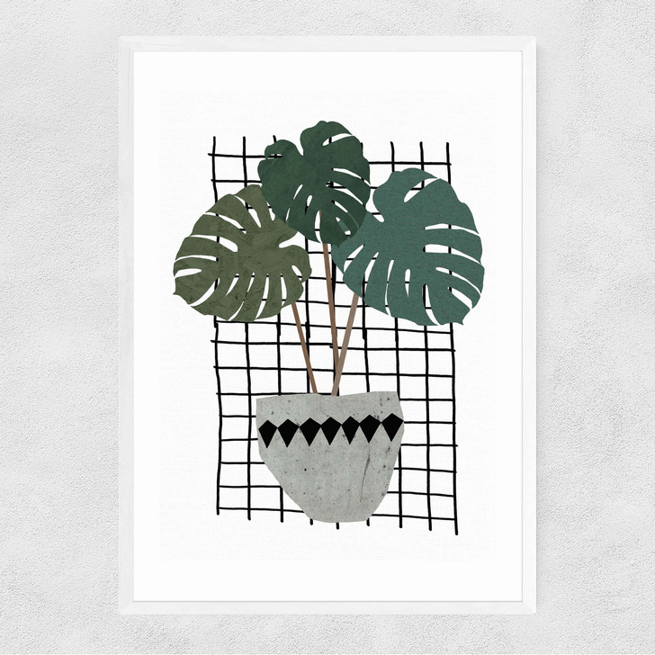 Monstera Narrow White Frame