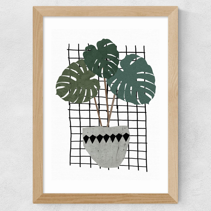 Monstera Wide Oak Frame
