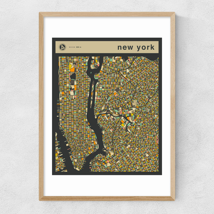 New York Streetguide Narrow Oak Frame New York Streetguide Narrow Oak Frame