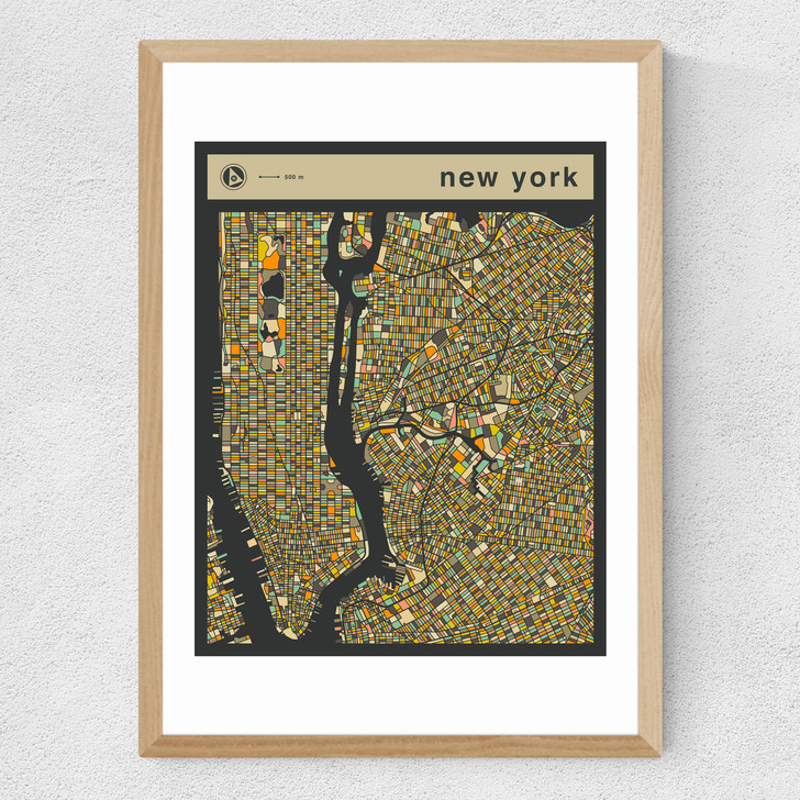 New York Streetguide Medium Oak Frame New York Streetguide Medium Oak Frame