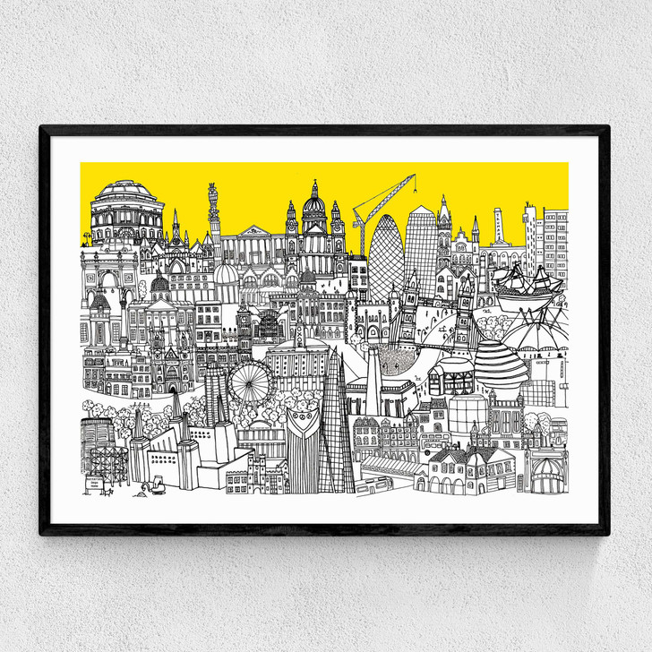 London Jungle Art Print Narrow Black Frame