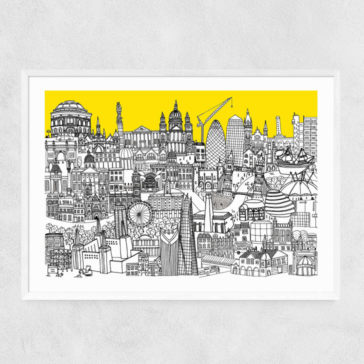 London Jungle Art Print Narrow White Frame