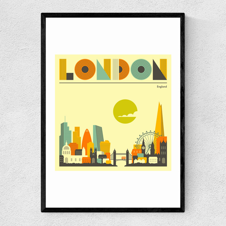 London, England by Jazzberry Blue Narrow Black Frame