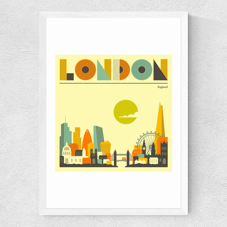 London, England by Jazzberry Blue Medium White Frame