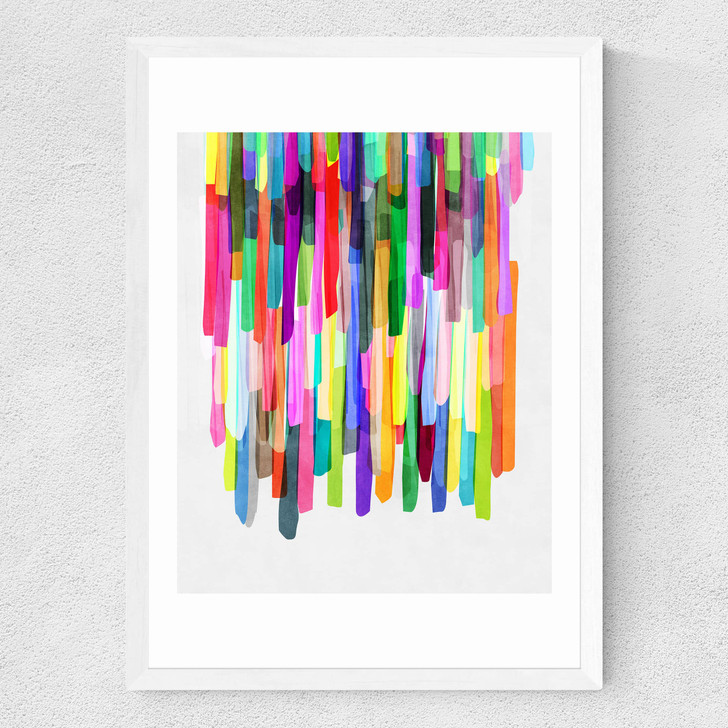 Colourful Stripes 4 Medium White Frame