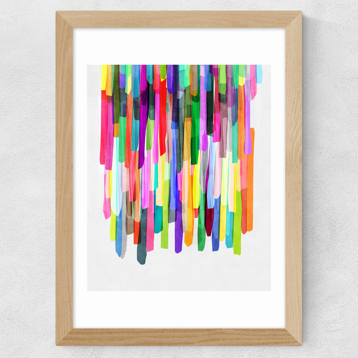 Colourful Stripes 4 Wide Oak Frame