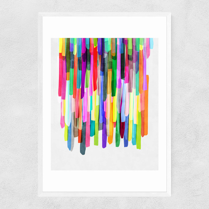 Colourful Stripes 4 Narrow White Frame