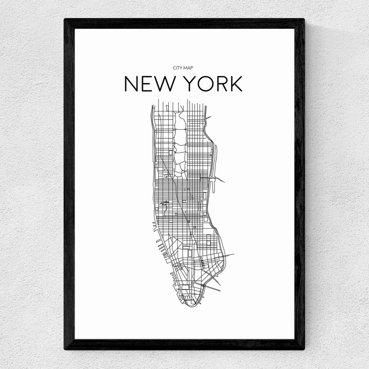 City Map New York Medium Black Frame