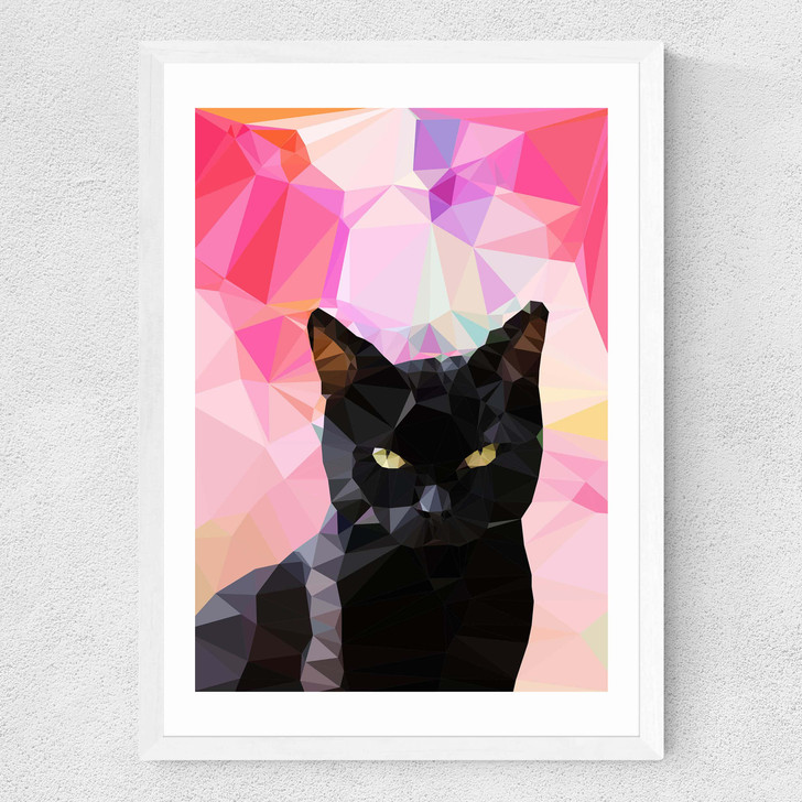 White Cat Medium White Frame