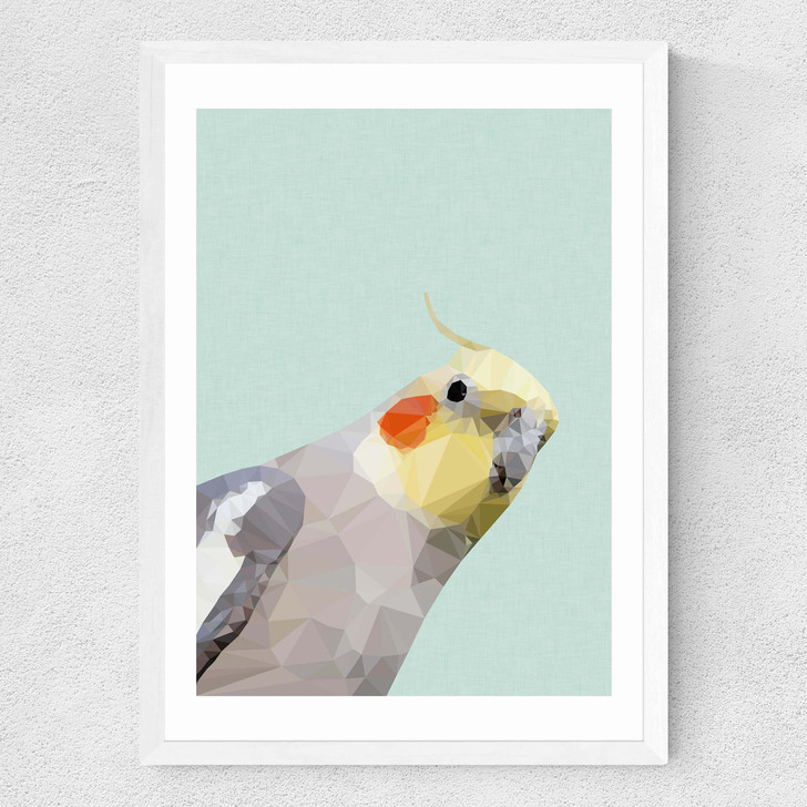 Cockatiel Medium White Frame