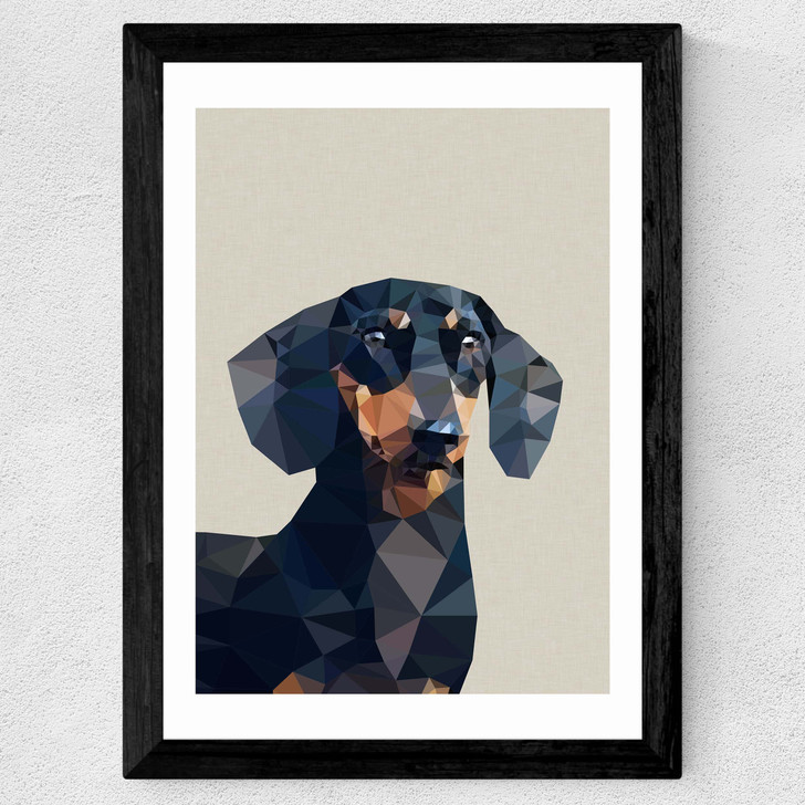 Daschund Wide Black Frame