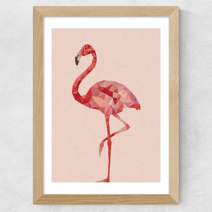 Flamingo by Studio Cockatoo Wide Oak Frame Flamingo by Studio Cockatoo Wide Oak Frame