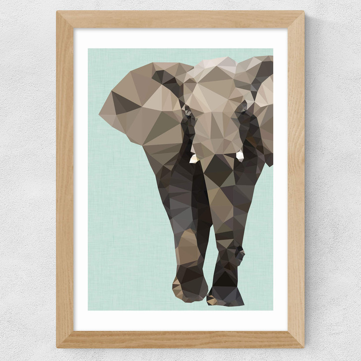 Elephant by Studio Cockatoo Wide Oak Frame Elephant by Studio Cockatoo Wide Oak Frame