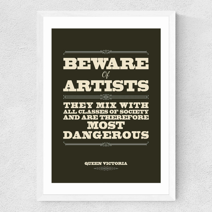 Beware Medium White Frame Beware Medium White Frame