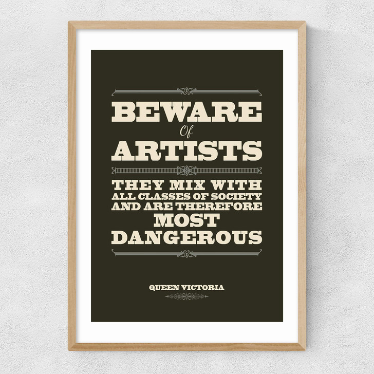 Beware Narrow Oak Frame