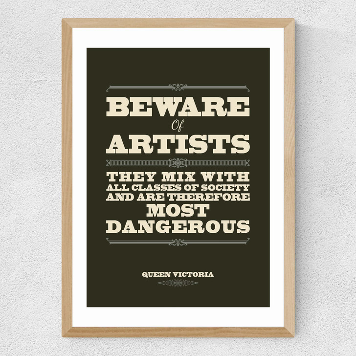Beware Medium Oak Frame