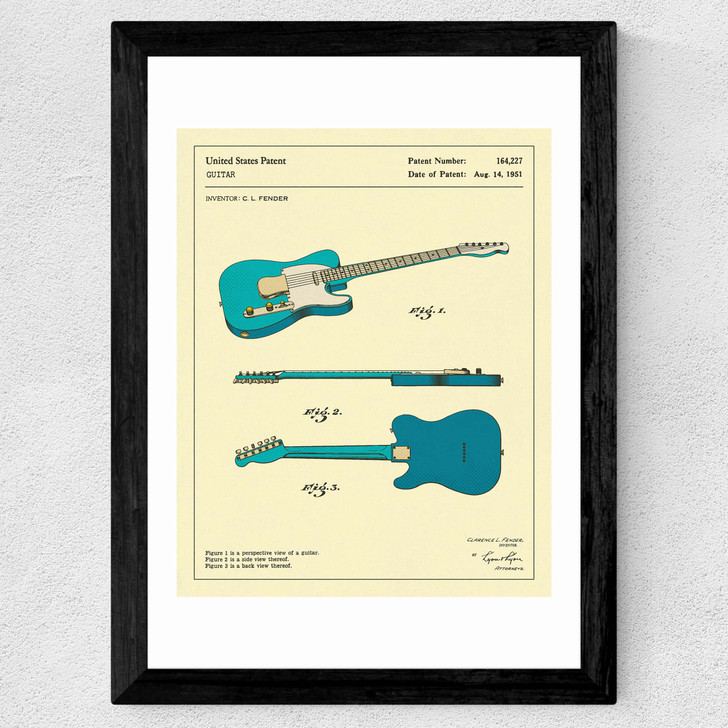 Guitar 3 Wide Black Frame