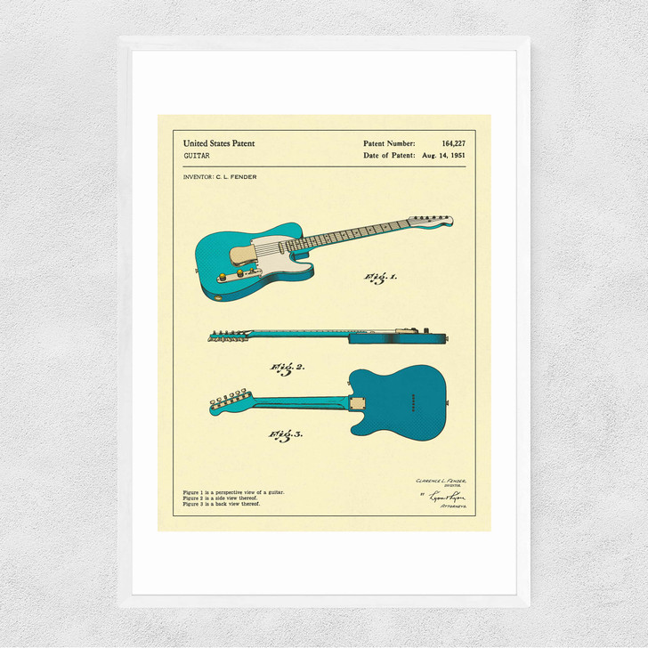 Guitar 3 Narrow White Frame