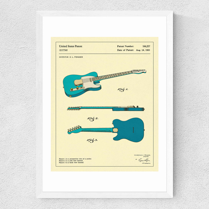 Guitar 3 Medium White Frame