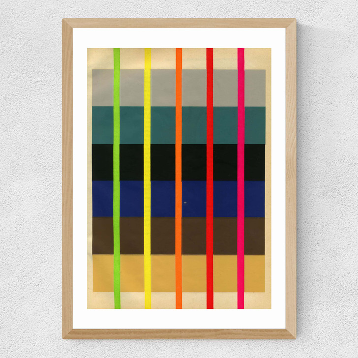 Fluoro Abstract Medium Oak Frame Fluoro Abstract Medium Oak Frame