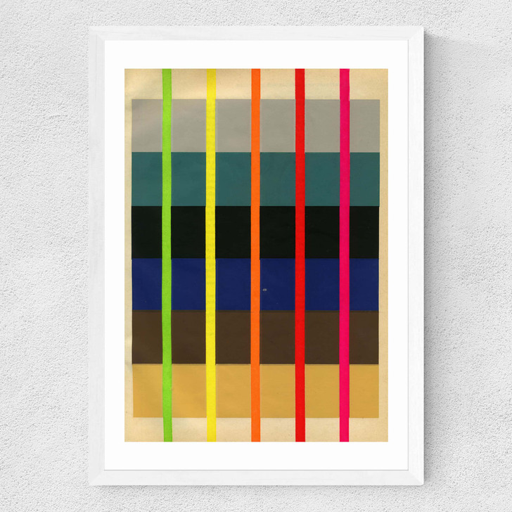 Fluoro Abstract Medium White Frame