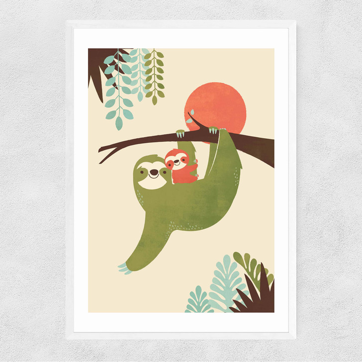 Mama Sloth Narrow White Frame Mama Sloth Narrow White Frame