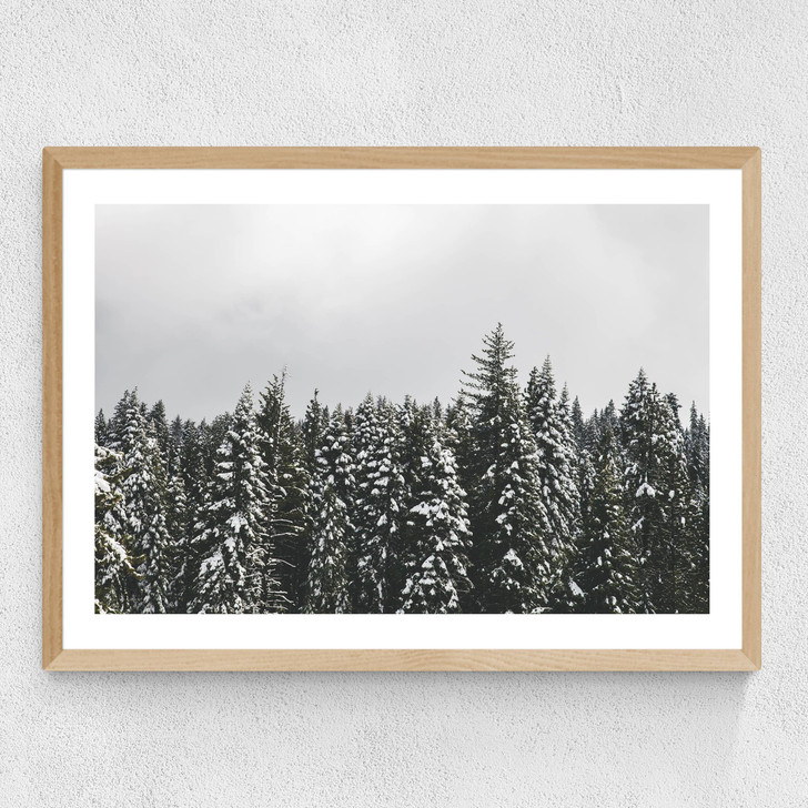 Snow Trees Medium Oak Frame