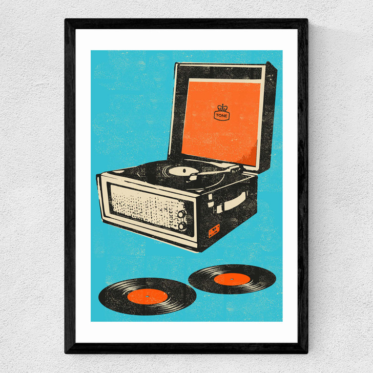 Record Player Medium Black Frame
