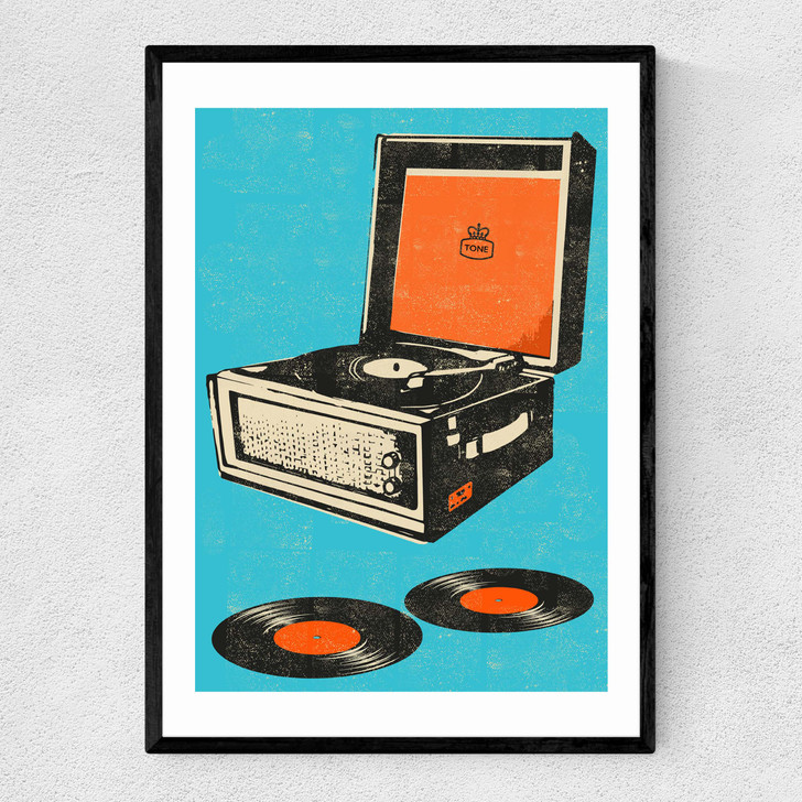 Record Player Narrow Black Frame