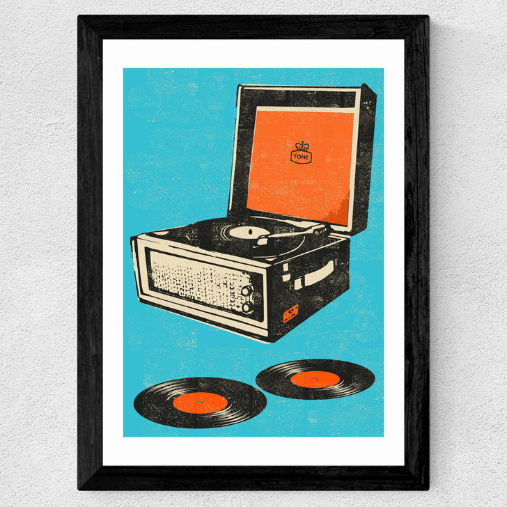 Record Player Wide Black Frame