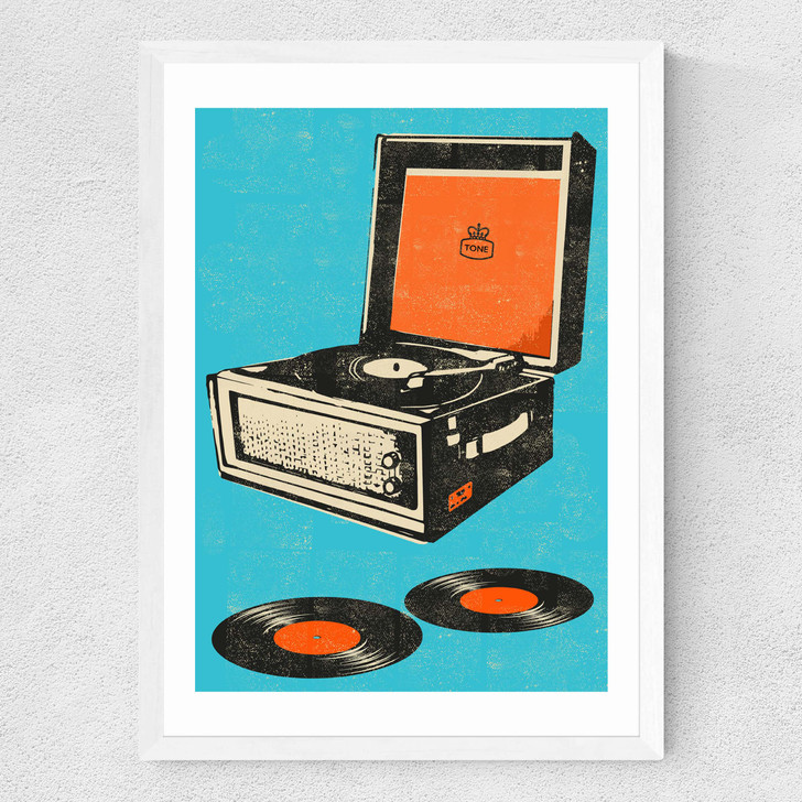 Record Player Medium White Frame